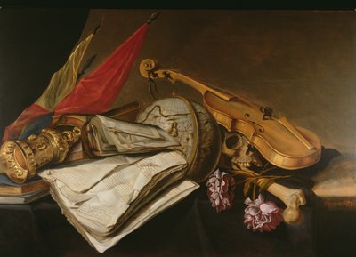 Una naturaleza muerta de vanitas, 1663 de Jan van Dalen